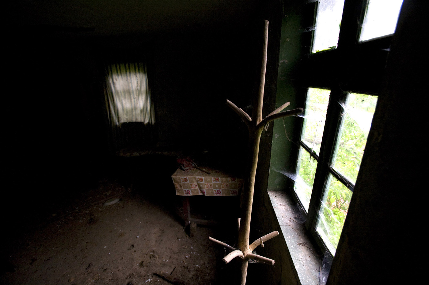 Some furnitere is seen in one of the abanded houses in a desserted village on Stara planina mountain.